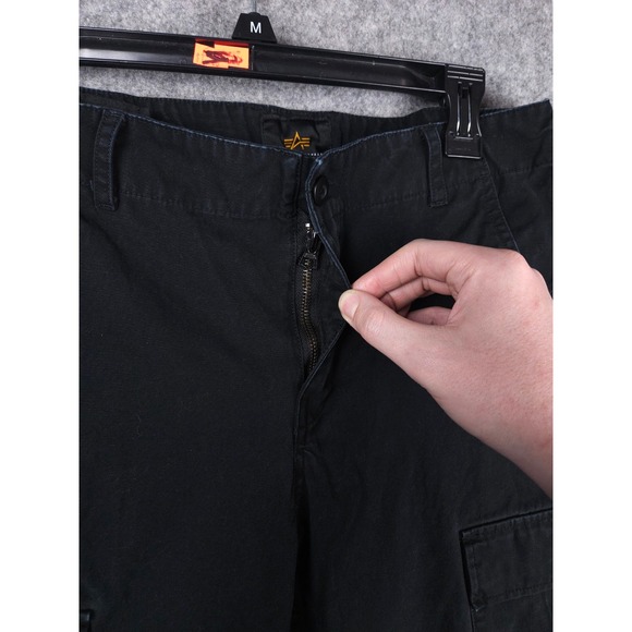Alpha Industries Cargo Pants Men's 30 (FITS 30 x 29) Black Drawstring Ankle - Picture 3 of 11